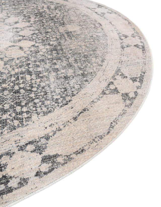 Gray 8' x 8' Asheville Round Area Rug 100% Polypropylene With Cotton Backing Easy Clean Indoor Living Dining Bedroom Office Carpet for Sale at Rug Engine