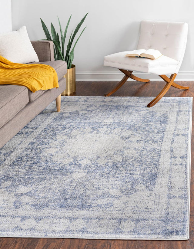 Navy Blue 4' 1 x 6' 1 Asheville Rectangle Area Rug 100% Polypropylene With Cotton Backing Easy Clean Indoor Living Dining Bedroom Office Carpet for Sale at Rug Engine