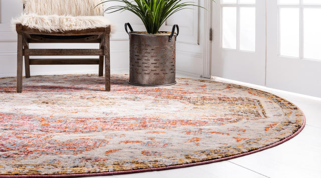 Multicolor 8' x 8' Asheville Round Area Rug 100% Polypropylene With Cotton Backing Easy Clean Indoor Living Dining Bedroom Office Carpet for Sale at Rug Engine