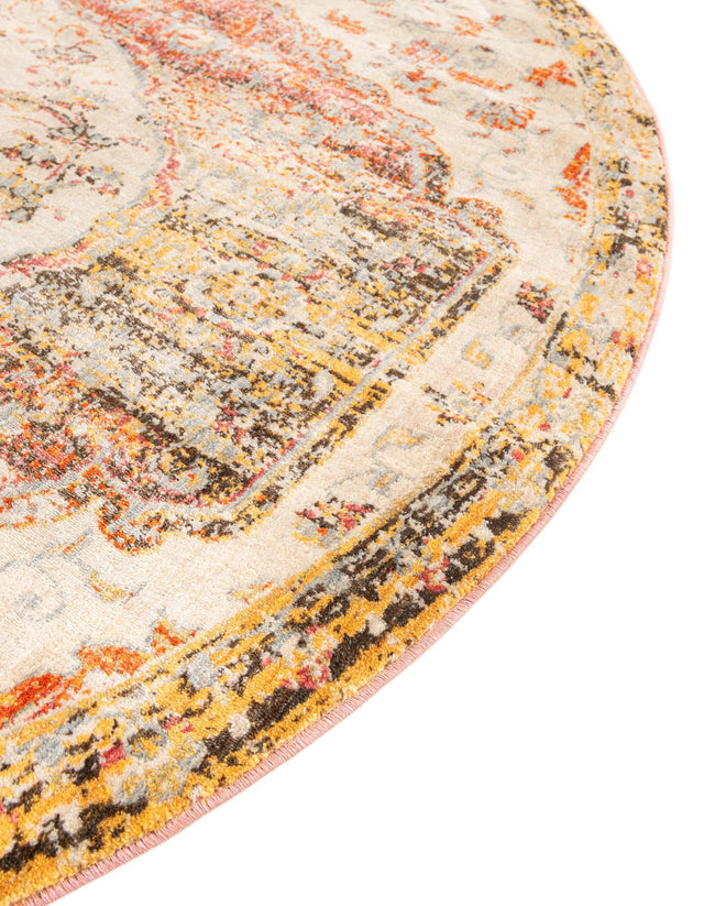 Multicolor 8' x 8' Asheville Round Area Rug 100% Polypropylene With Cotton Backing Easy Clean Indoor Living Dining Bedroom Office Carpet for Sale at Rug Engine
