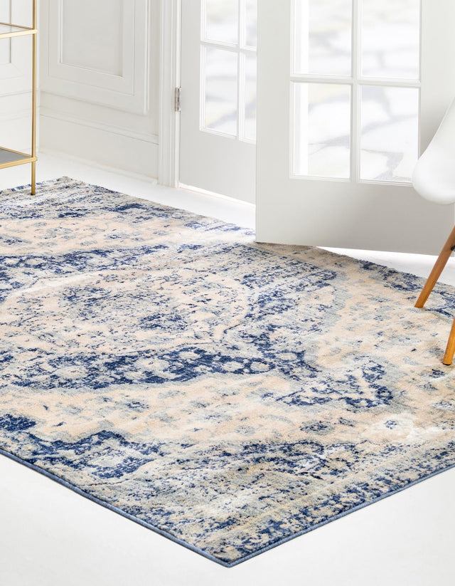 Blue 4' 1 x 6' 1 Asheville Rectangle Area Rug 100% Polypropylene With Cotton Backing Easy Clean Indoor Living Dining Bedroom Office Carpet for Sale at Rug Engine