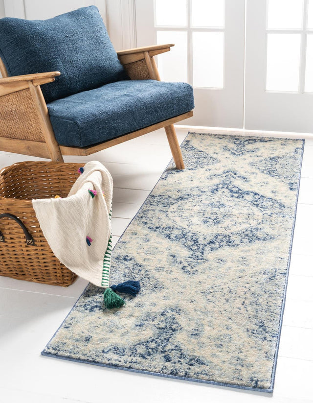 Blue 2' 2 x 6' 1 Asheville Runner Area Rug 100% Polypropylene With Cotton Backing Easy Clean Indoor Living Dining Bedroom Office Carpet for Sale at Rug Engine