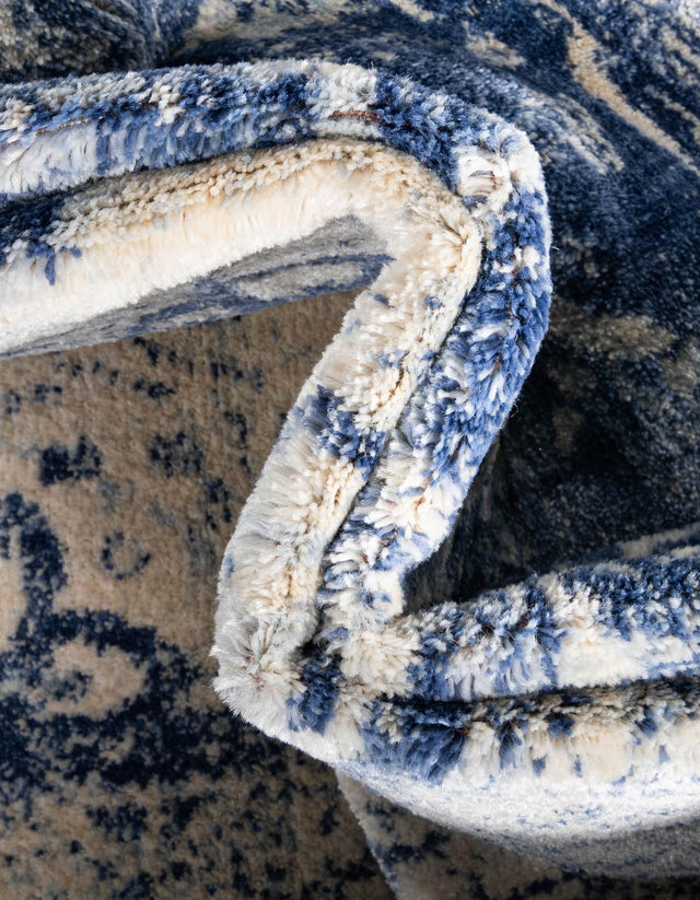 Navy Blue 8' x 8' Asheville Round Area Rug 100% Polypropylene With Cotton Backing Easy Clean Indoor Living Dining Bedroom Office Carpet for Sale at Rug Engine