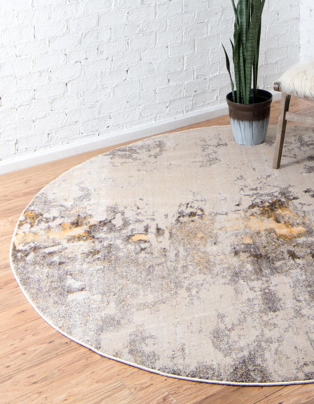 Ivory Beige 8' x 8' Helios Round Area Rug 100% Polypropylene (Space-Dyed Yarn) Easy Clean With Cotton Backing Contemporary Carpet for Sale at Rug Engine