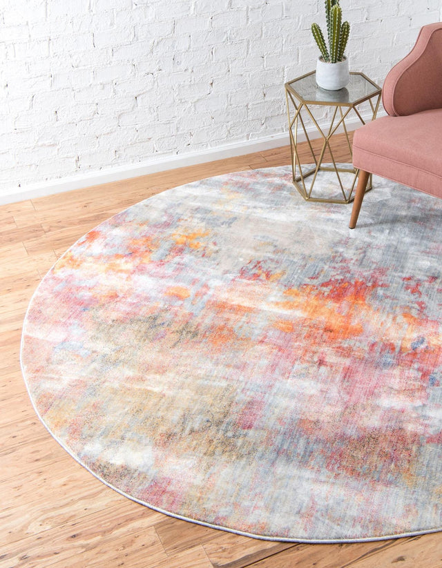 Multicolor 8' x 8' Helios Round Area Rug 100% Polypropylene (Space-Dyed Yarn) Easy Clean With Cotton Backing Contemporary Carpet for Sale at Rug Engine