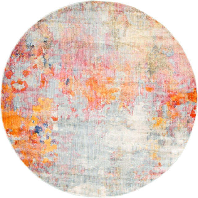 Multicolor 8' x 8' Helios Round Area Rug 100% Polypropylene (Space-Dyed Yarn) Easy Clean With Cotton Backing Contemporary Carpet for Sale at Rug Engine