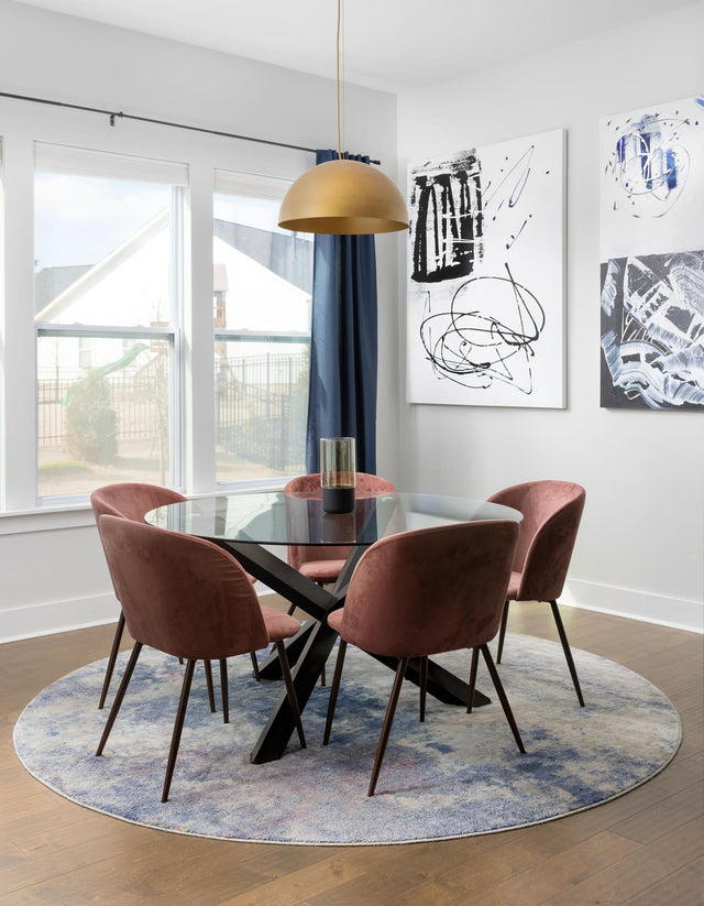 Blue 8' x 8' Helios Round Area Rug 100% Polypropylene (Space-Dyed Yarn) Easy Clean With Cotton Backing Contemporary Carpet for Sale at Rug Engine