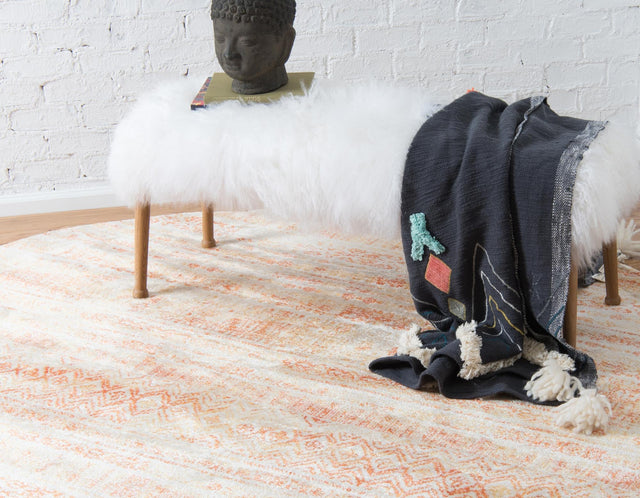Orange 8' x 8' Helios Round Area Rug 100% Polypropylene (Space-Dyed Yarn) Easy Clean With Cotton Backing Contemporary Carpet for Sale at Rug Engine