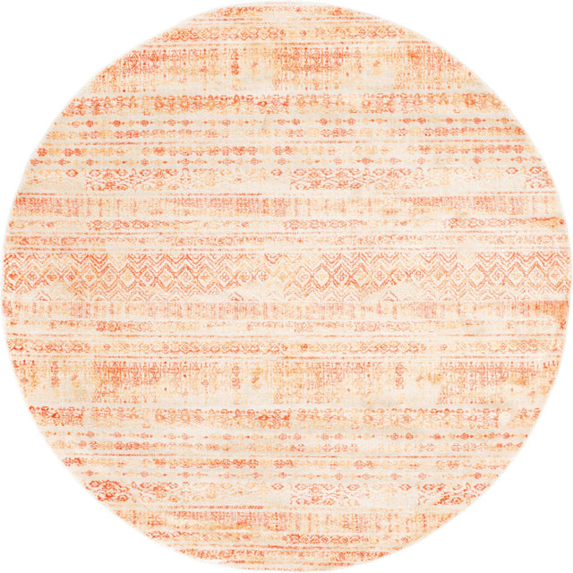 Orange 8' x 8' Helios Round Area Rug 100% Polypropylene (Space-Dyed Yarn) Easy Clean With Cotton Backing Contemporary Carpet for Sale at Rug Engine