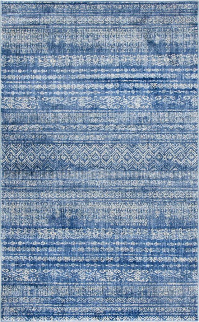 Navy Blue 5' 1 x 8' Helios Rectangle Area Rug 100% Polypropylene (Space-Dyed Yarn) Easy Clean With Cotton Backing Contemporary Carpet for Sale at Rug Engine