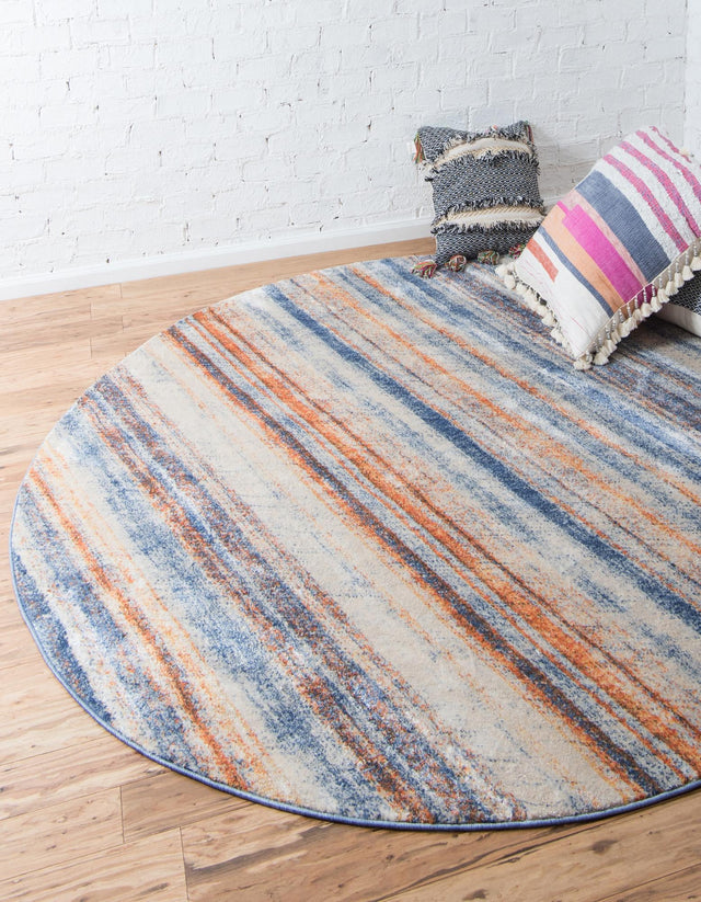 Multicolor 8' x 8' Helios Round Area Rug 100% Polypropylene (Space-Dyed Yarn) Easy Clean With Cotton Backing Contemporary Carpet for Sale at Rug Engine