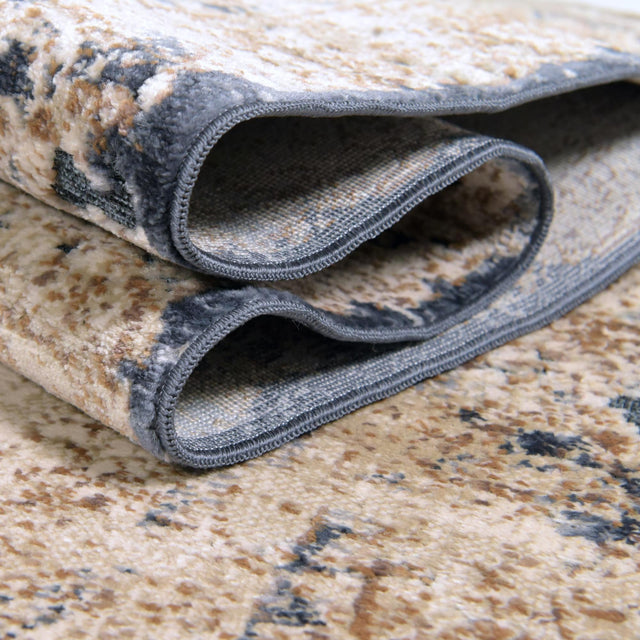 Cream 7' 1 x 7' 1 Chateau Square Area Rug 85% Polypropylene & 15% Chenille With Cotton Backing Traditional Vintage Distressed Carpet for Classical Interior Design Decorating for Sale at Rug Engine