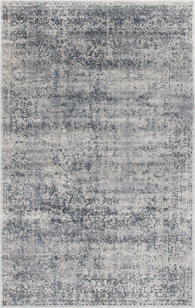 Blue Gray 6' 1 x 9' Chateau Rectangle Area Rug 85% Polypropylene & 15% Chenille With Cotton Backing Traditional Vintage Distressed Carpet for Classical Interior Design Decorating for Sale at Rug Engine