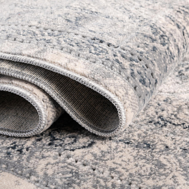 Dark Blue 7' 1 x 7' 1 Chateau Square Area Rug 85% Polypropylene & 15% Chenille With Cotton Backing Traditional Vintage Distressed Carpet for Classical Interior Design Decorating for Sale at Rug Engine