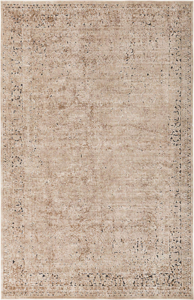 Beige 6' 1 x 9' Chateau Rectangle Area Rug 85% Polypropylene & 15% Chenille With Cotton Backing Traditional Vintage Distressed Carpet for Classical Interior Design Decorating for Sale at Rug Engine