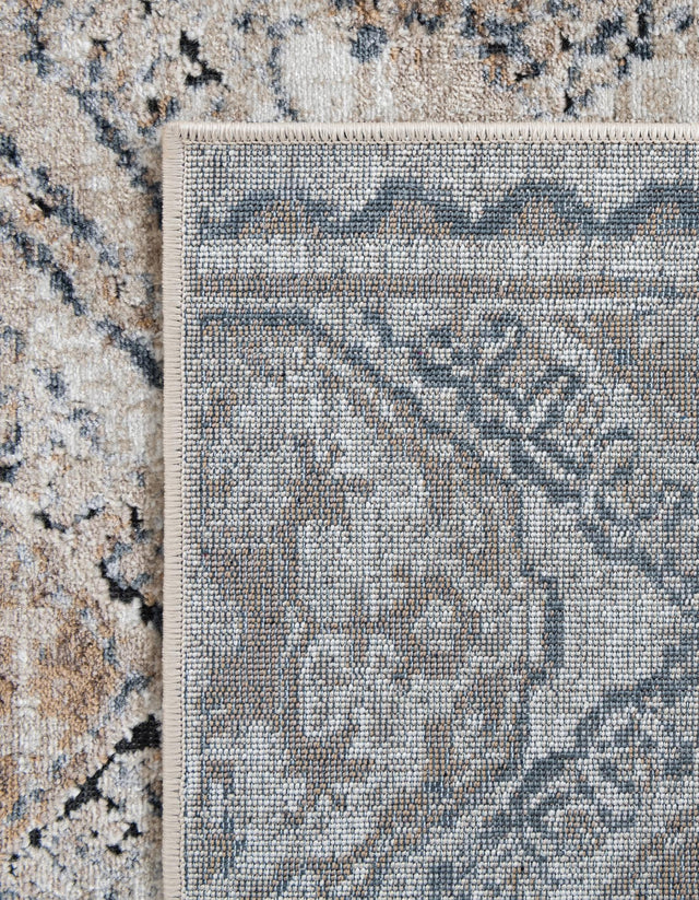 Blue Beige 7' 1 x 7' 1 Chateau Square Area Rug 85% Polypropylene & 15% Chenille With Cotton Backing Traditional Vintage Distressed Carpet for Classical Interior Design Decorating for Sale at Rug Engine