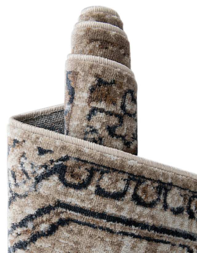 Blue Beige 7' 1 x 7' 1 Chateau Square Area Rug 85% Polypropylene & 15% Chenille With Cotton Backing Traditional Vintage Distressed Carpet for Classical Interior Design Decorating for Sale at Rug Engine