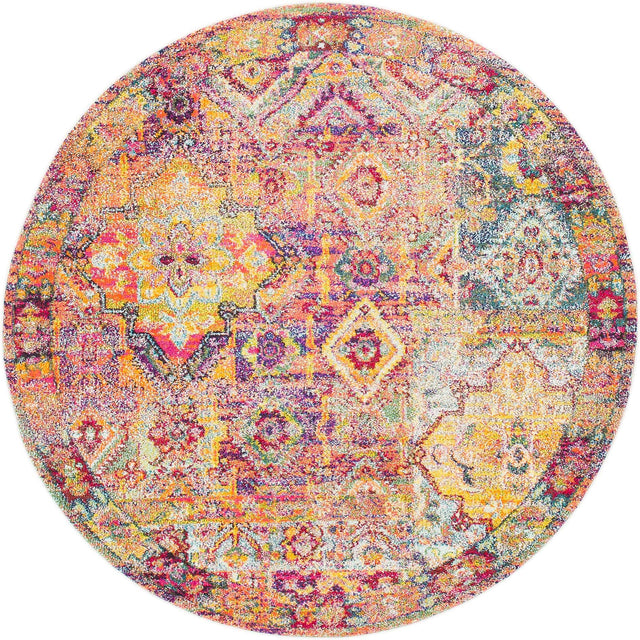 Multicolor 6' 1 x 6' 1 Monterey Round Area Rug 100% Polypropylene Colorful Easy Clean Traditional Carpet for Living Room, Bedrooms, Dining, Kitchen for Sale at Rug Engine