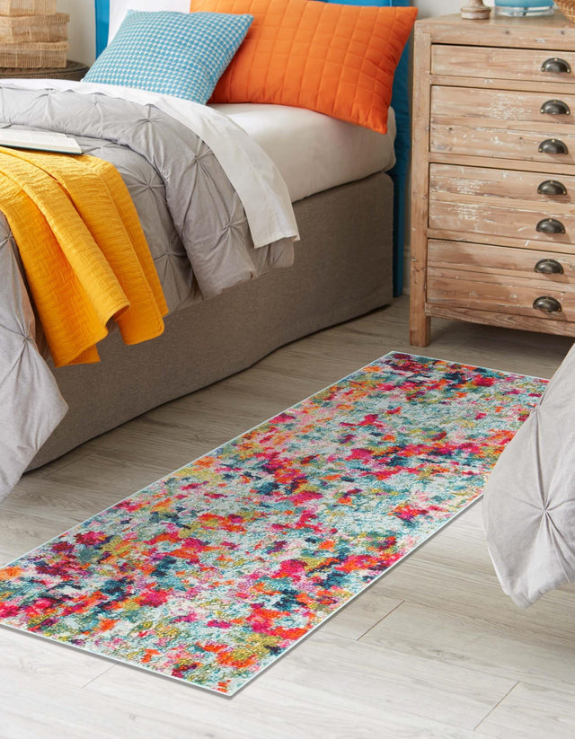 Multicolor 2' 7 x 10' Chromatic Runner Area Rug 100% Polypropylene With Cotton Backing Abstract Modern Colorful Carpet Mat for Home Decor & Interior Design for Sale at Rug Engine