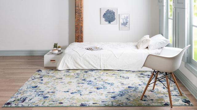 Light Blue 5' 1 x 8' Chromatic Rectangle Area Rug 100% Polypropylene With Cotton Backing Abstract Modern Colorful Carpet Mat for Home Decor & Interior Design for Sale at Rug Engine