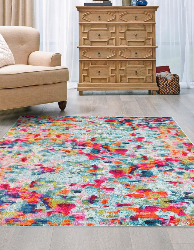 Multicolor 6' 1 x 9' Chromatic Rectangle Area Rug 100% Polypropylene With Cotton Backing Abstract Modern Colorful Carpet Mat for Home Decor & Interior Design for Sale at Rug Engine