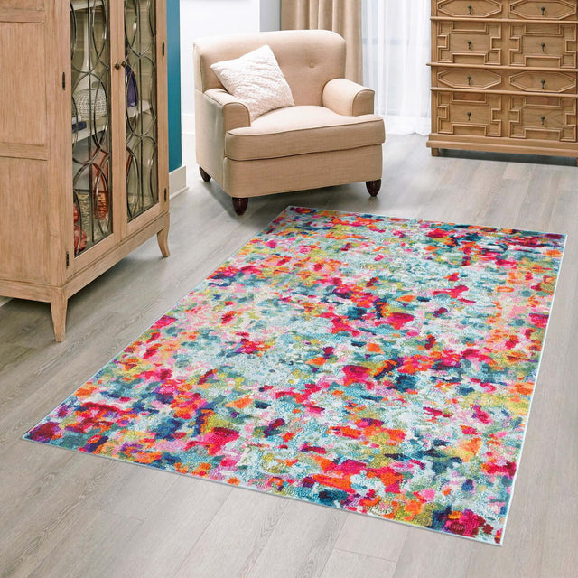 Multicolor 8' x 11' Chromatic Rectangle Area Rug 100% Polypropylene With Cotton Backing Abstract Modern Colorful Carpet Mat for Home Decor & Interior Design for Sale at Rug Engine