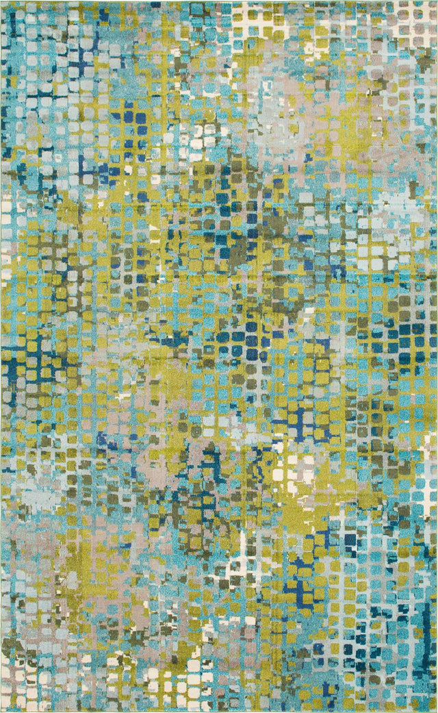 Blue Green 10' 6 x 16' 5 Chromatic Rectangle Area Rug 100% Polypropylene With Cotton Backing Abstract Modern Colorful Carpet Mat for Home Decor & Interior Design for Sale at Rug Engine