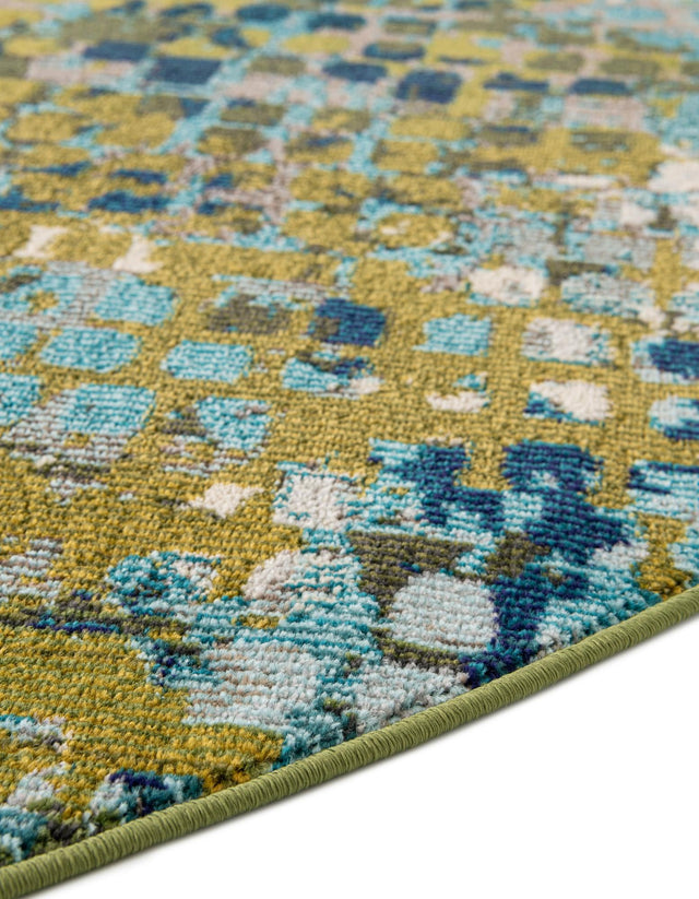 Blue Green 6' 1 x 6' 1 Chromatic Round Area Rug 100% Polypropylene With Cotton Backing Abstract Modern Colorful Carpet Mat for Home Decor & Interior Design for Sale at Rug Engine