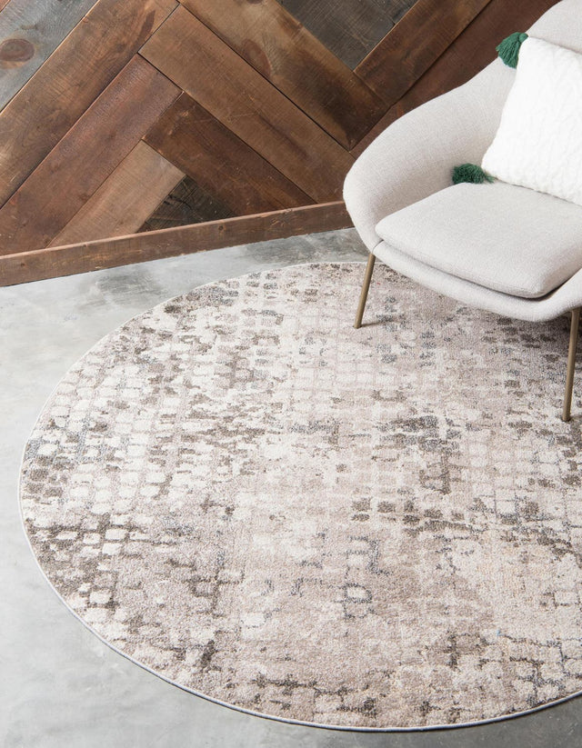 Gray 6' 1 x 6' 1 Chromatic Round Area Rug 100% Polypropylene With Cotton Backing Abstract Modern Colorful Carpet Mat for Home Decor & Interior Design for Sale at Rug Engine