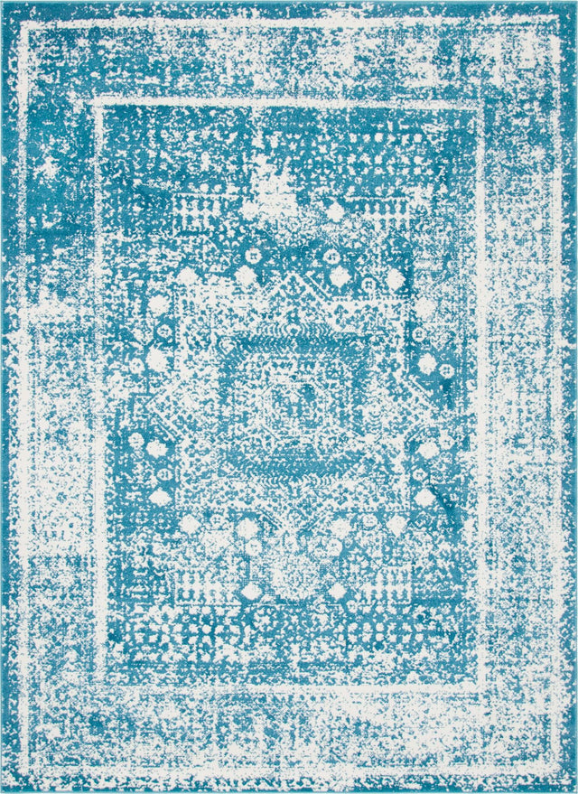 Blue 9' x 12' Rosso Rectangle Area Rug Vintage Distressed Faded Traditional Design Carpet for Unique Home Interior Design for Sale at Rug Engine