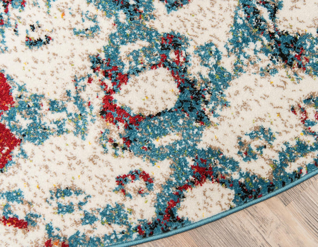 Multicolor 4' 1 x 4' 1 Rosso Round Area Rug Vintage Distressed Faded Traditional Design Carpet for Unique Home Interior Design for Sale at Rug Engine