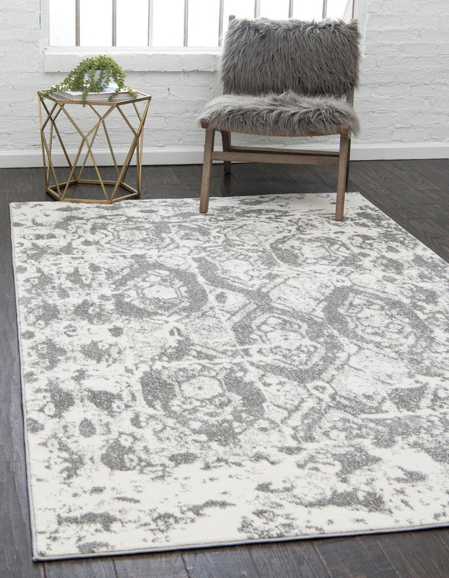 Light Gray 8' x 10' Rosso Rectangle Area Rug Vintage Distressed Faded Traditional Design Carpet for Unique Home Interior Design for Sale at Rug Engine