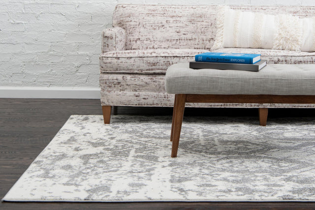 Light Gray 8' x 10' Rosso Rectangle Area Rug Vintage Distressed Faded Traditional Design Carpet for Unique Home Interior Design for Sale at Rug Engine