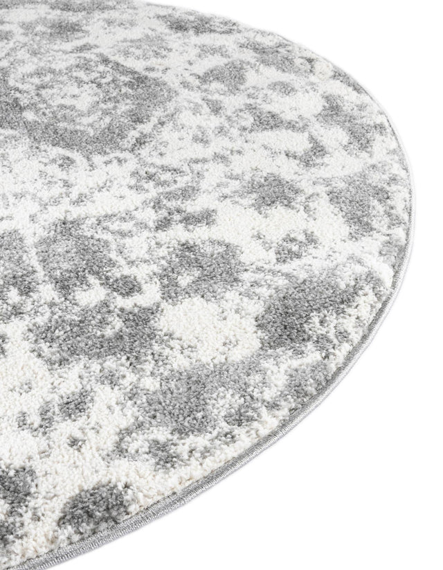 Light Gray 8' x 8' Rosso Round Area Rug Vintage Distressed Faded Traditional Design Carpet for Unique Home Interior Design for Sale at Rug Engine