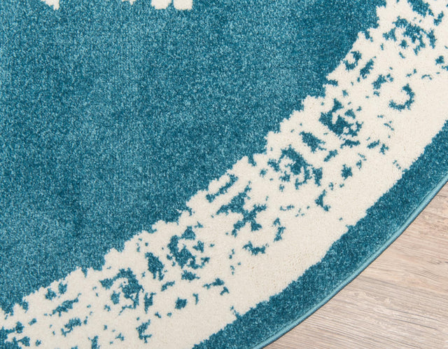 Blue 3' 3 x 3' 3 Rosso Round Area Rug Vintage Distressed Faded Traditional Design Carpet for Unique Home Interior Design for Sale at Rug Engine