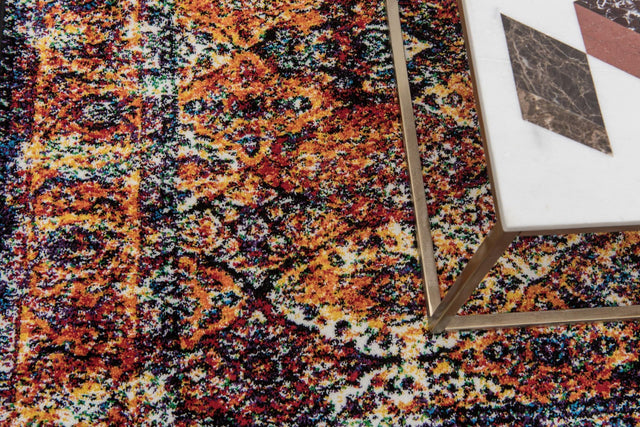 Orange 8' x 8' Rosso Round Area Rug Vintage Distressed Faded Traditional Design Carpet for Unique Home Interior Design for Sale at Rug Engine