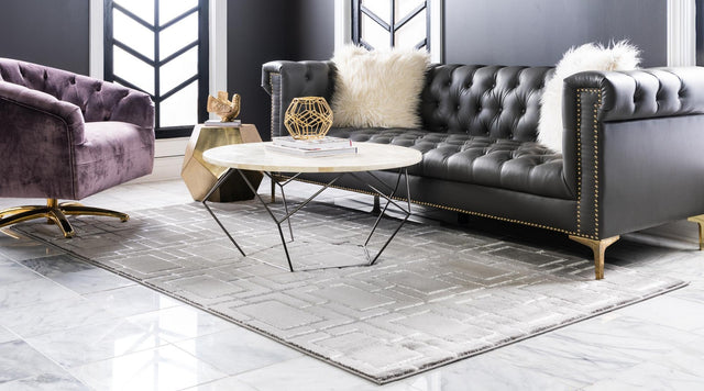 Gray Silver 7' 1 x 10' Marilyn Monroe Glam Rectangle Area Rug 70% Polypropylene & 30% Polyester Vivid Geometric Modern Carpet for Interior Home Decor for Sale at Rug Engine