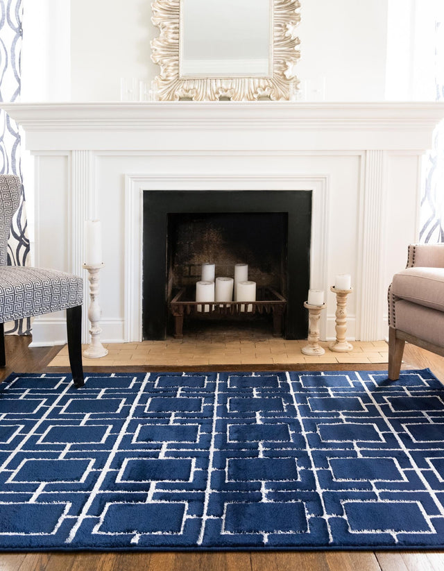 Navy Blue Silver 6' 1 x 9' Marilyn Monroe Glam Rectangle Area Rug 70% Polypropylene & 30% Polyester Vivid Geometric Modern Carpet for Interior Home Decor for Sale at Rug Engine