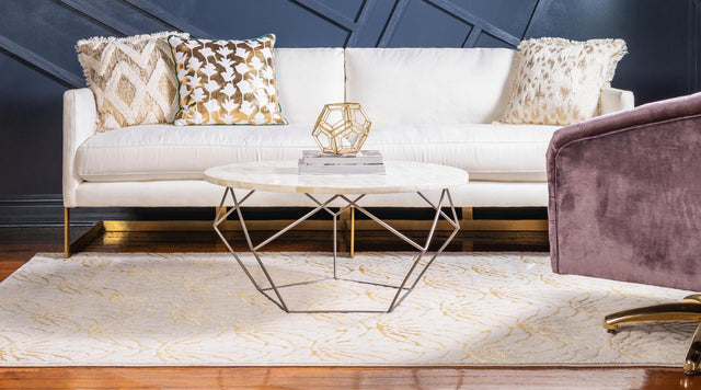 White Gold 4' 1 x 6' 1 Marilyn Monroe Glam Rectangle Area Rug 70% Polypropylene & 30% Polyester Vivid Geometric Modern Carpet for Interior Home Decor for Sale at Rug Engine
