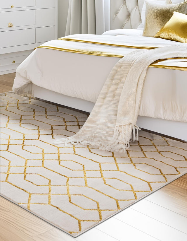 White Gold 3' 1 x 5' 3 Marilyn Monroe Glam Rectangle Area Rug 70% Polypropylene & 30% Polyester Vivid Geometric Modern Carpet for Interior Home Decor for Sale at Rug Engine