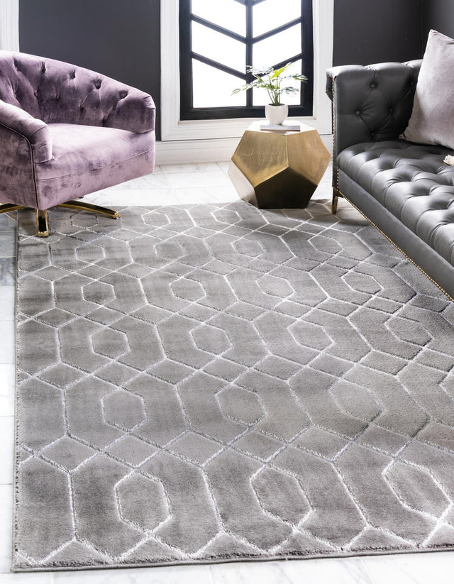 Gray Silver 7' 10 x 10' Marilyn Monroe Glam Rectangle Area Rug 70% Polypropylene & 30% Polyester Vivid Geometric Modern Carpet for Interior Home Decor for Sale at Rug Engine