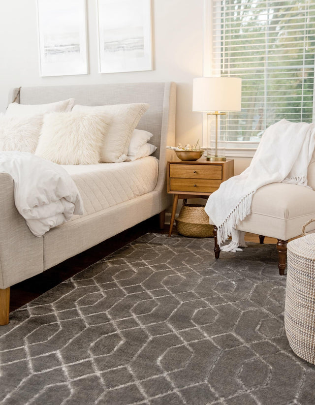 Gray Silver 7' 10 x 10' Marilyn Monroe Glam Rectangle Area Rug 70% Polypropylene & 30% Polyester Vivid Geometric Modern Carpet for Interior Home Decor for Sale at Rug Engine