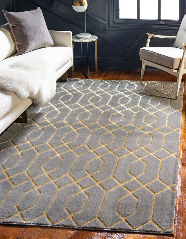 Gray Gold 7' 1 x 10' Marilyn Monroe Glam Rectangle Area Rug 70% Polypropylene & 30% Polyester Vivid Geometric Modern Carpet for Interior Home Decor for Sale at Rug Engine