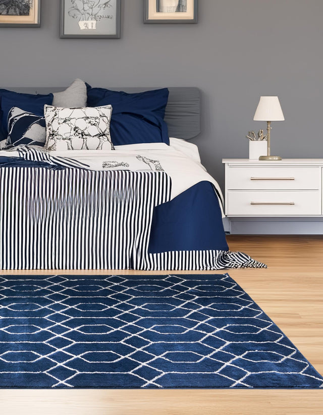 Navy Blue Silver 4' 1 x 6' 1 Marilyn Monroe Glam Rectangle Area Rug 70% Polypropylene & 30% Polyester Vivid Geometric Modern Carpet for Interior Home Decor for Sale at Rug Engine