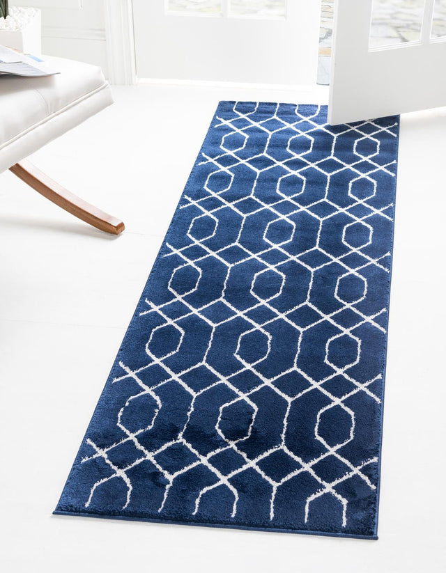 Navy Blue Silver 2' x 6' 1 Marilyn Monroe Glam Runner Area Rug 70% Polypropylene & 30% Polyester Vivid Geometric Modern Carpet for Interior Home Decor for Sale at Rug Engine