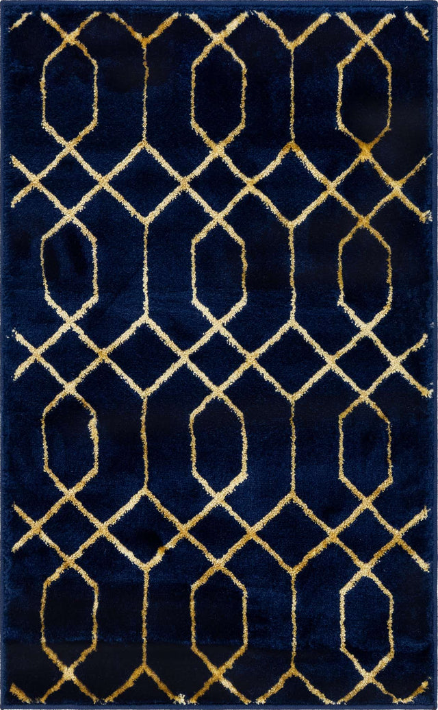 Navy Blue Gold 2' x 3' 1 Marilyn Monroe Glam Rectangle Area Rug 70% Polypropylene & 30% Polyester Vivid Geometric Modern Carpet for Interior Home Decor for Sale at Rug Engine