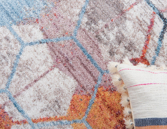 White 6' 1 x 6' 1 Rainbow Round Area Rug Colorful Modern Unique Carpet for Living Rooms, Dining, Bedrooms, Office, Dorms for Sale at Rug Engine