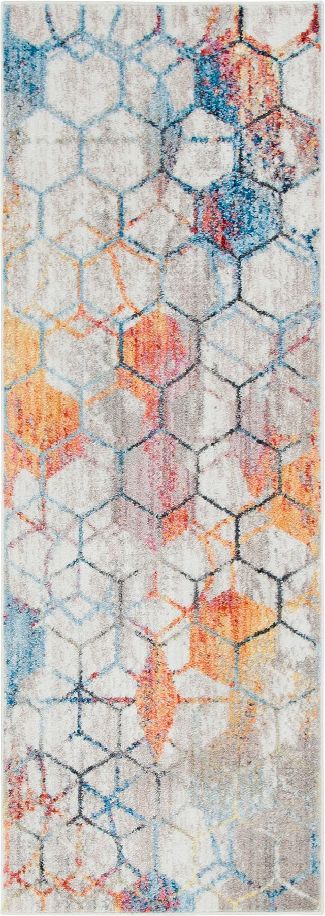 White 2' x 6' 1 Rainbow Runner Area Rug Colorful Modern Unique Carpet for Living Rooms, Dining, Bedrooms, Office, Dorms for Sale at Rug Engine