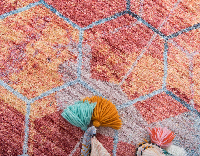 Red 6' 1 x 6' 1 Rainbow Round Area Rug Colorful Modern Unique Carpet for Living Rooms, Dining, Bedrooms, Office, Dorms for Sale at Rug Engine