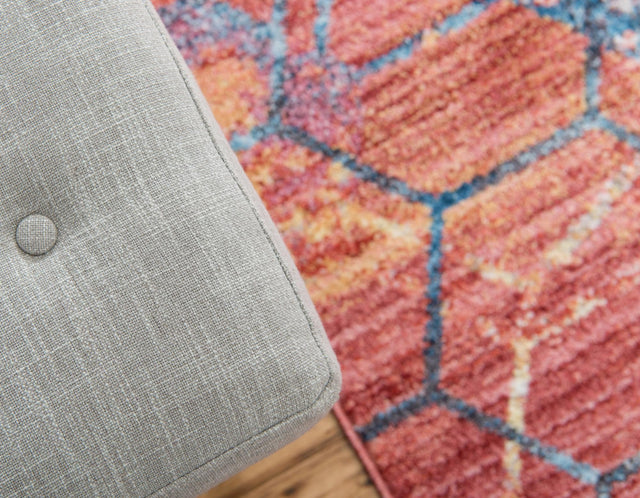 Red 6' 1 x 6' 1 Rainbow Round Area Rug Colorful Modern Unique Carpet for Living Rooms, Dining, Bedrooms, Office, Dorms for Sale at Rug Engine